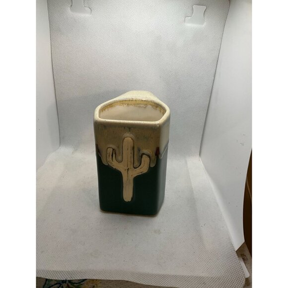 Handcrafted Ceramic Cactus-Themed Mug With Unique Triangular Shape & Drip Glaze - Picture 7 of 7